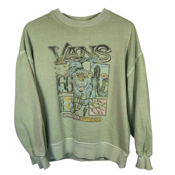 VANS Green Route 66 Slouchy Pullover Crew Neck Sweatshirt Women's Size XS Skater - Picture 1 of 11